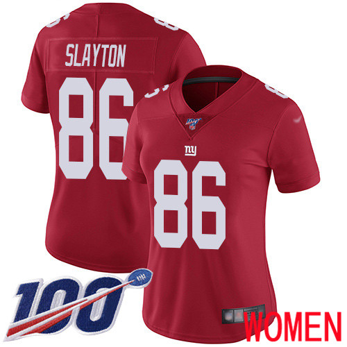 Women New York Giants #86 Darius Slayton Red Limited Red Inverted Legend 100th Season Football NFL Jersey